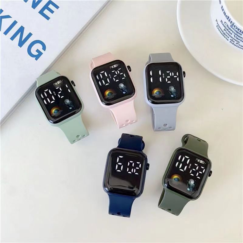 New LED electronic watch C1-7 rainbow spaceman Square  Sport Student children LED electronic watch_voghion.com