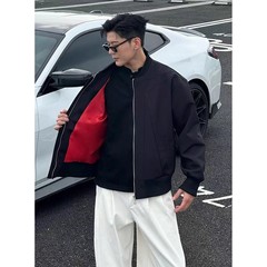 黑色倒三角解构棒球服外套男款痞帅高级感红内ma1美式飞行员夹克