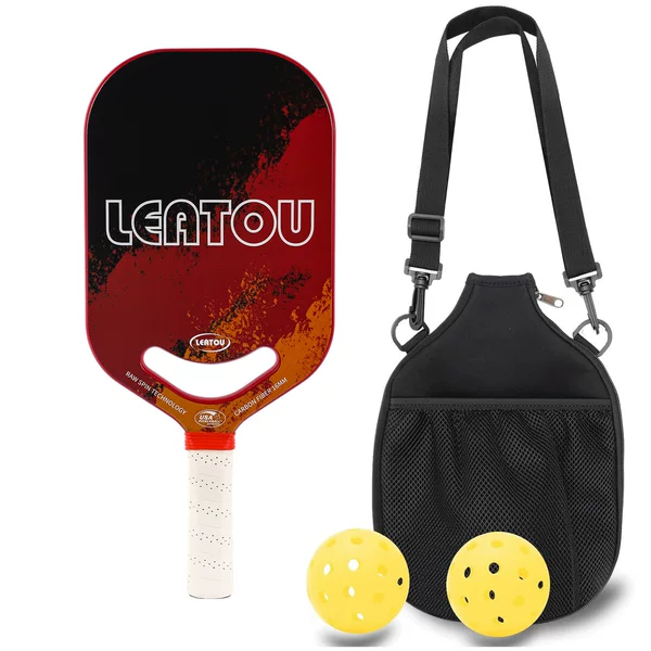 LEATOU Pickleball Racket Hot-pressed T700 Matte 16mm Carbon Fiber Smiley Face One-piece Molded Pickleball