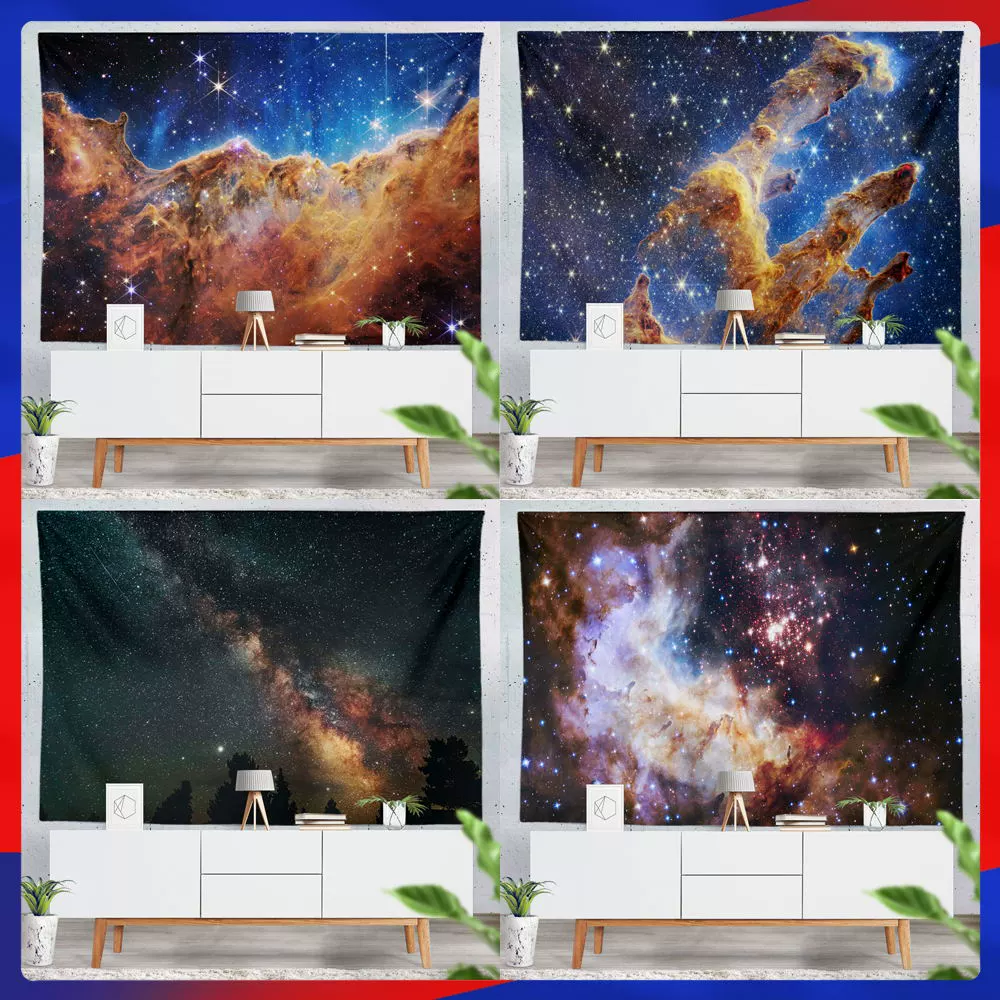 Вселенная Творческий столб подвесная ткань LAZADA горячая Распродажа украшения стены звездное небо фон ткань печатный гобелен