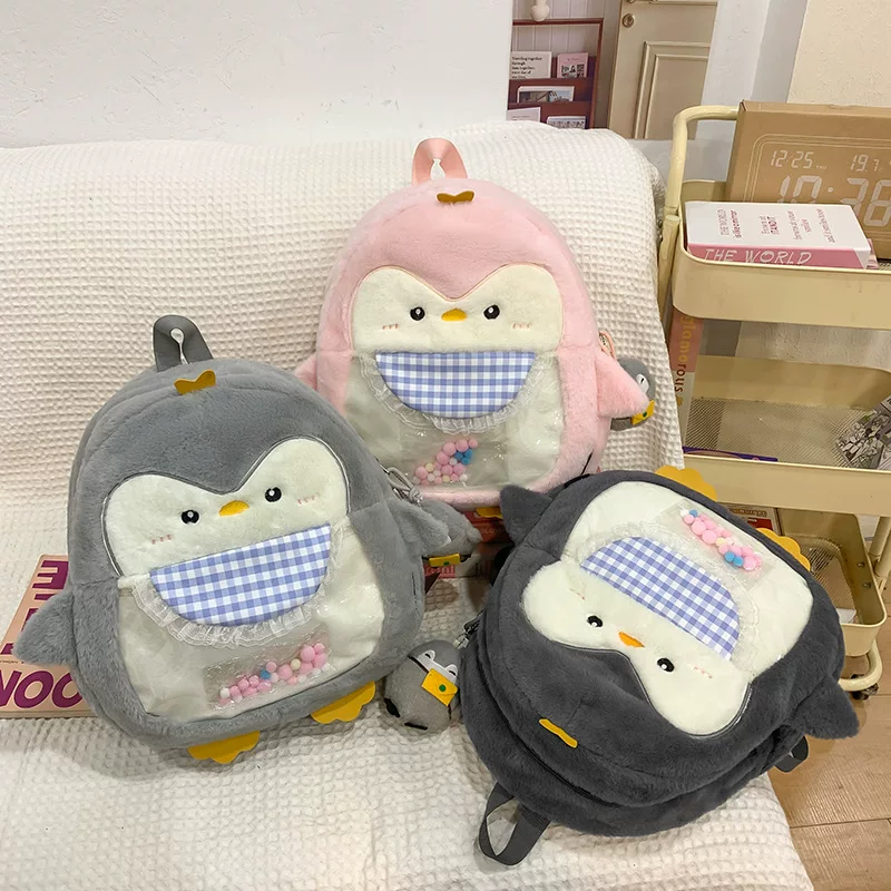 Japanese cute backpack, cartoon bag, doll for elementary school students, pinguin, physics