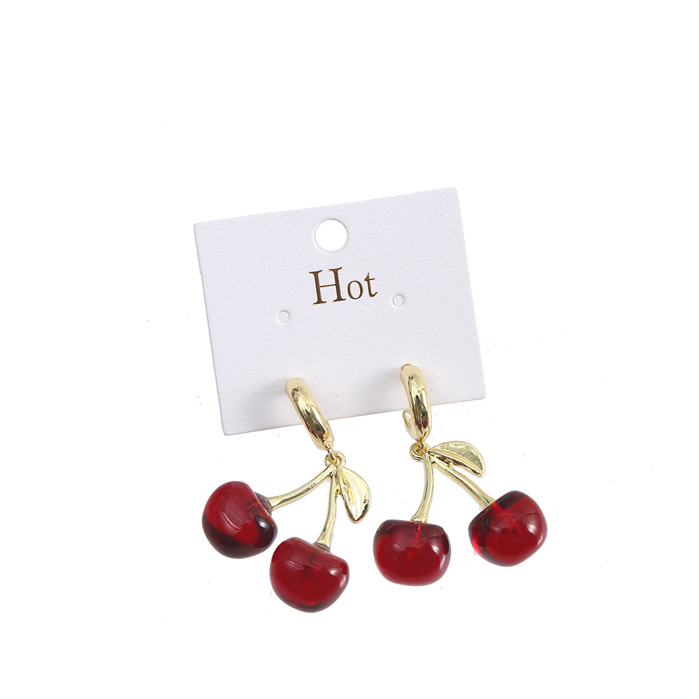 1 Pair Cute Peach Cherry Alloy Women's Drop Earrings Earrings Ear Studs display picture 5