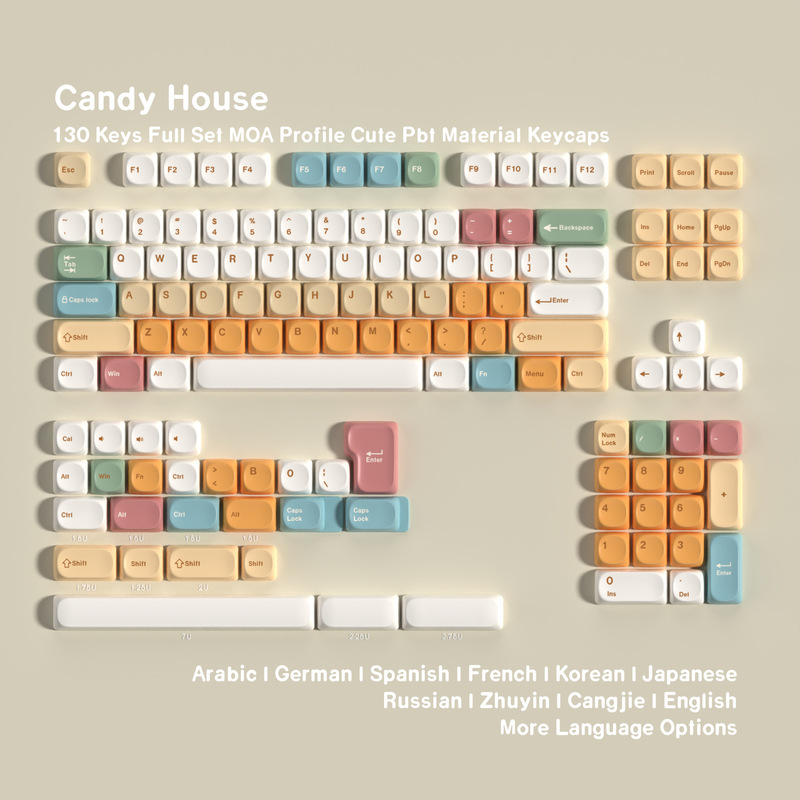 Moa Candy House Pbt Dye-Sublimation Keycaps with Korean, Brazilian, Russian, and European Layout, Split 7U Spacebar, Hot-Selling Moa Candy House Pbt Dye-Sublimation Keycaps with Korean, Brazilian, Russian, and European Layout, Split 7U Spacebar, Hot-Selling