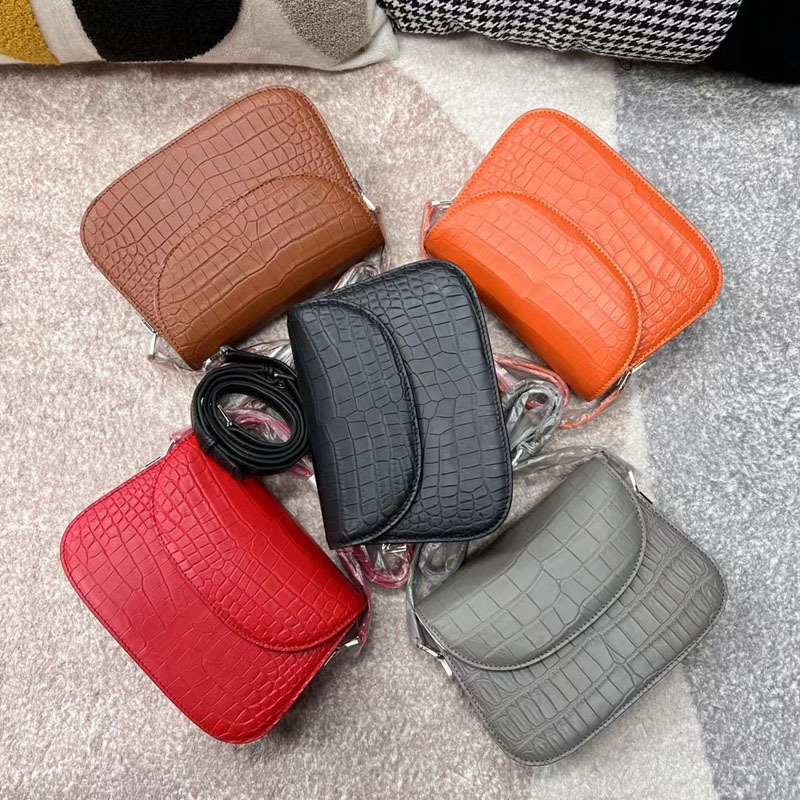 23 New Arrival Crocodile Leather Shoulder Bag Women's Casual All-match Real Crocodile Belly Matte Crossbody Bag Fashionable Women's Bag