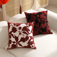 New Year's Pillow Wedding Red Festive Home Bedroom Bedside Pillow Fabric Sofa Pillow Cover Embroidered Waist Backrest