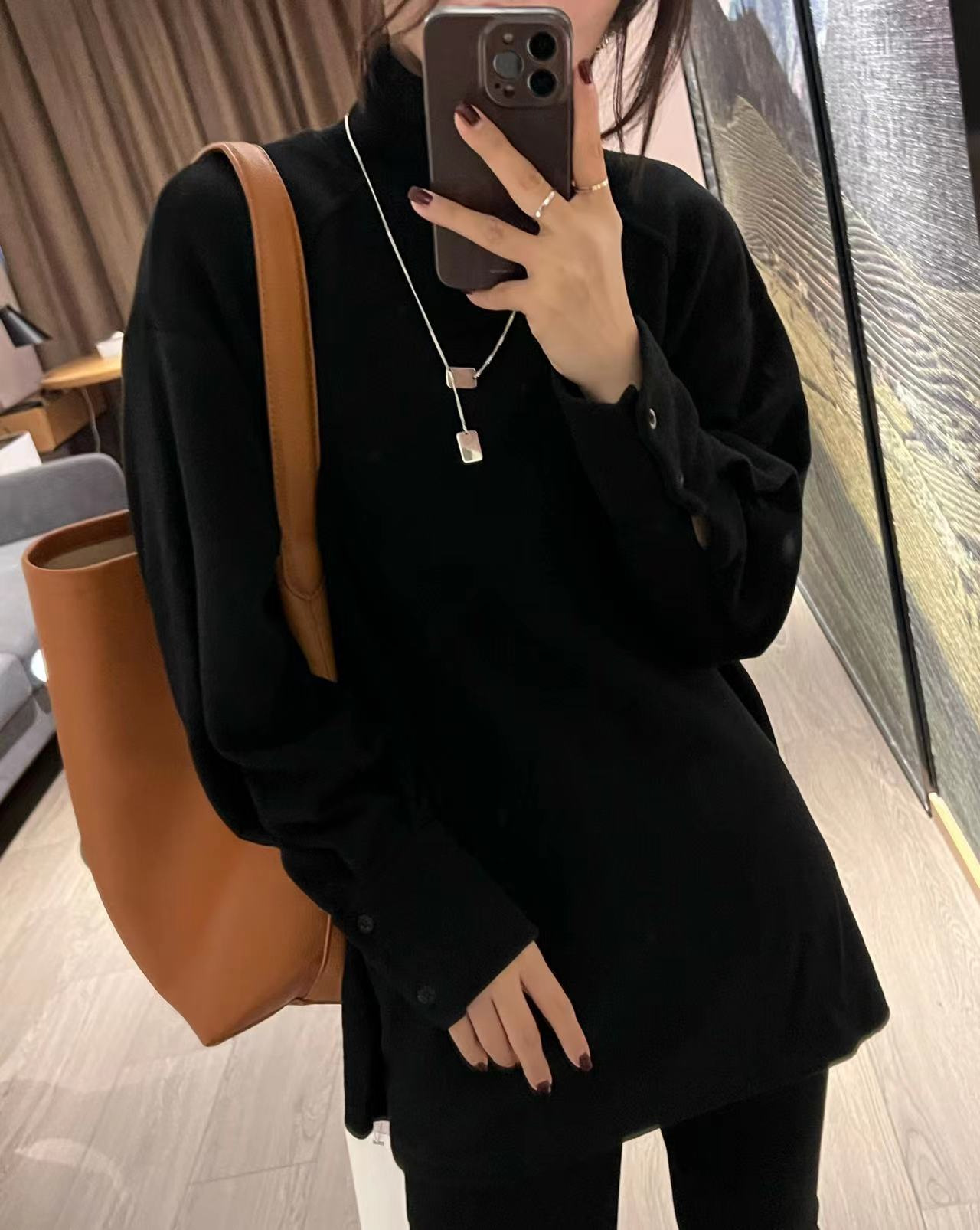 Women's Clothing New autumn and winter half high collar German velvet bottoming shirt for girls, loose thickened brushed long sleeved T shirt top_ipsvogv.com