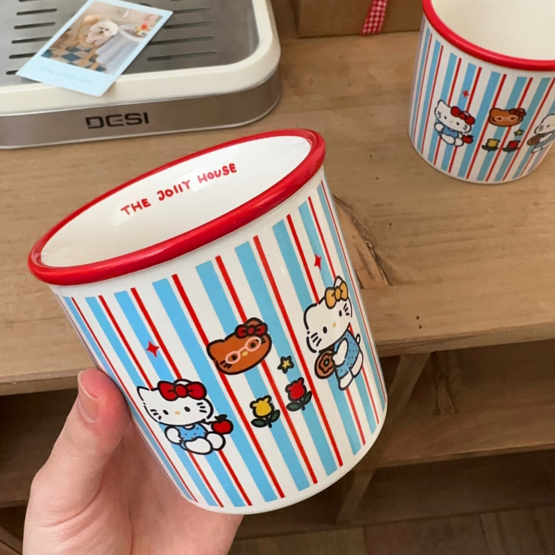 原创条纹陶瓷杯可爱猫咪卡通情侣款马克杯高颜值大容量早餐牛奶杯|undefined