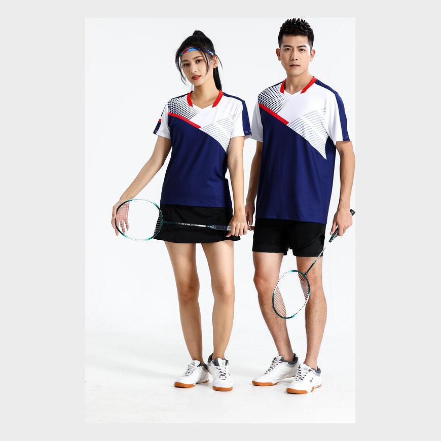 Seco rápido transpirable poliamonio bádminton set hombre y mujer V-cuello chaqueta deportiva para niños logotipo de impresión de adultos