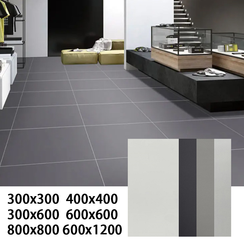Foshan bathroom black antique floor tile square 400400 matte solid color tile 400800 gray wall tile special offer