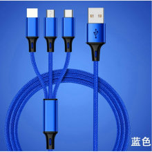 适用于安卓苹果小米华为编织三合一充电线手机快充线一拖三数据线