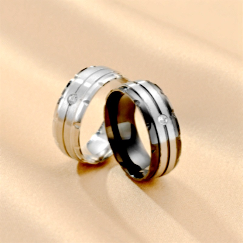 Round Pattern Unisex Gender Wholesale Jewelry Modern Style Simple Style Round Titanium Steel Artificial Diamond 18K Gold Plated Inlay Wide Band Ring