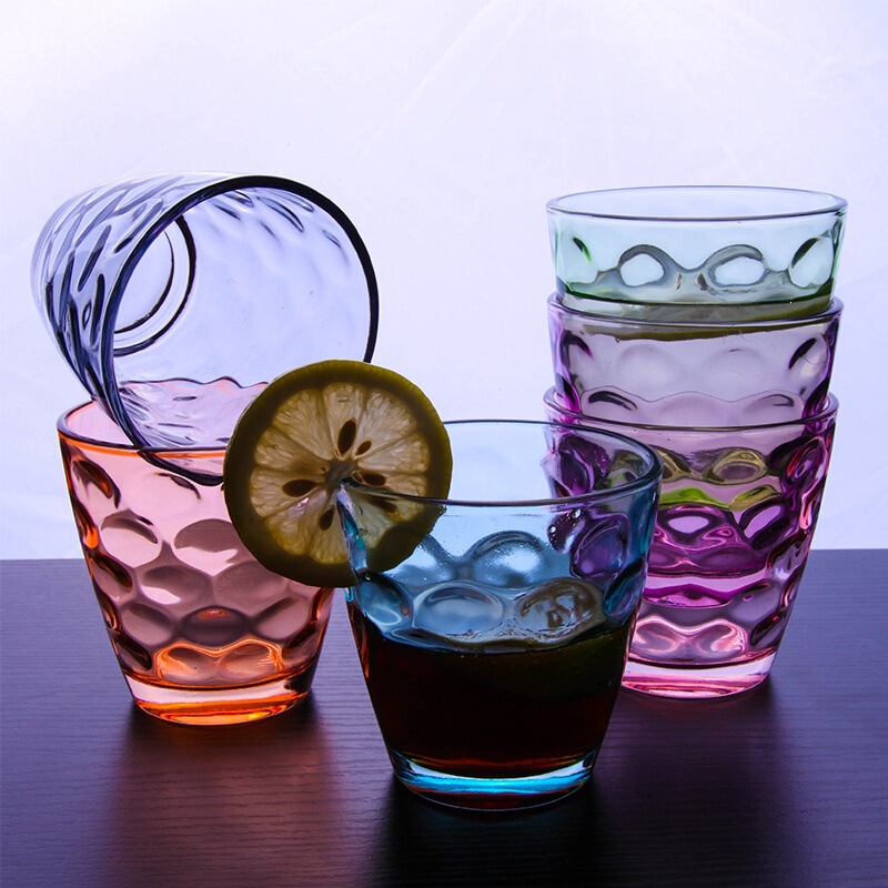 Colorful household water cups, raindrop cups, lead-free glass cup set, tea cup, beer cup, juice cup, milk cup, water cup Colorful household water cups, raindrop cups, lead-free glass cup set, tea cup, beer cup, juice cup, milk cup, water cup