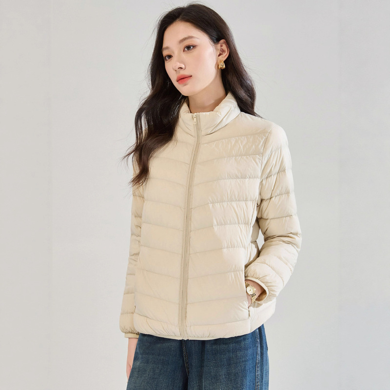 【Shenghong】Winter New National Standard 90% down Simple Casual Stand-Collar Lightweight Ribbed down Jacket Short Coat