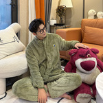 Мужская демисезонная коралловая бархатная пижама, фланелевая форма, увеличенная толщина, оптовые продажи