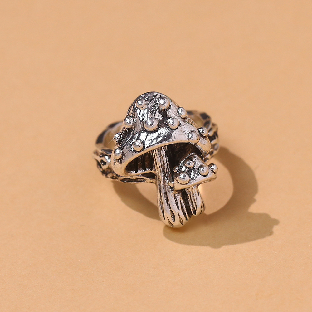 9g Weight Open Rings Classification Adjustable Ring Size Hip-Hop Mushroom Alloy Unisex Open Rings