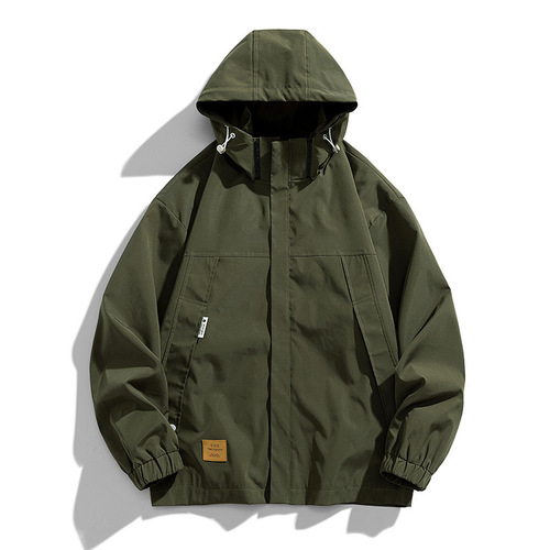 Men's Large Loose Casual Running and Hiking Jacket with Windproof, Waterproof, Fleece Lining, and Thickened Outerwear for Autumn
