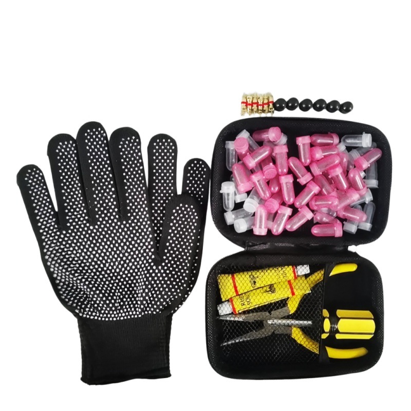 Clavos para embalaje de almacenamiento - 30 grandes y 30 pequeños + destornillador grueso amarillo + alicates + guantes + pegamento 2 + tapa de válvula 6 núcleo de válvula 6