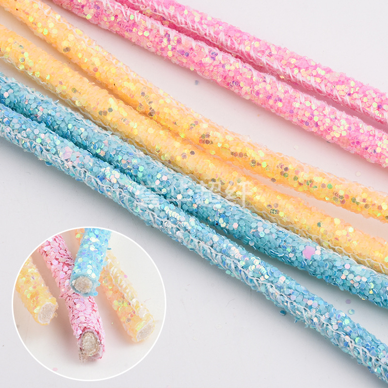 Manufacturer Wholesale Gretel Leather Core-Wrapped Round Cord for Bags and Accessories, Glitter Cord for Leather Core-Wrapped Round Cord