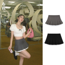 【清仓不退换】绵羊毛设计师品牌短款花边双层A字半身裙 南油女装