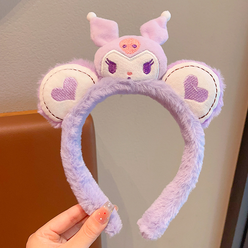 Cartoon facial lavado especial para mujeres 2024 nuevo cabello de peluche maquillaje prensado cabello lindos pinzas de cabello correa tocado