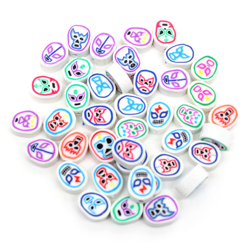 Cuentas de cerámica suave DIY, caras sonrientes, sueltas para pulseras y collares