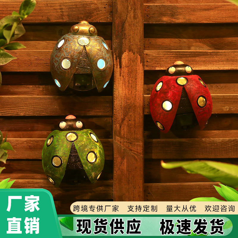 Lámpara solar decoración simulación siete estrellas mariquita al aire libre jardín césped resina decoración creativa regalo