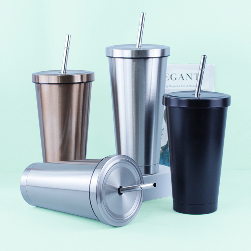 El comercio exterior de acero inoxidable 304 taza de paja transfronteriza de gran capacidad de vacío taza de café portátil taza de vacío del coche regalo