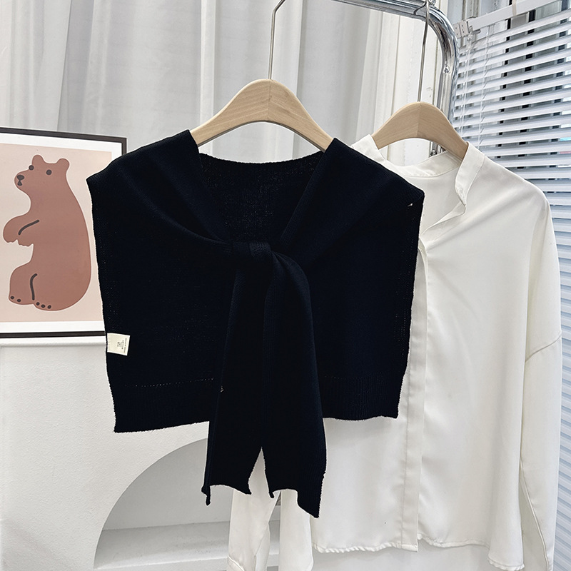 Nuevo estilo coreano Dongdamen sólido chale de punto para mujeres primavera y otoño con cardigans delgados de verano bufandas de nudos