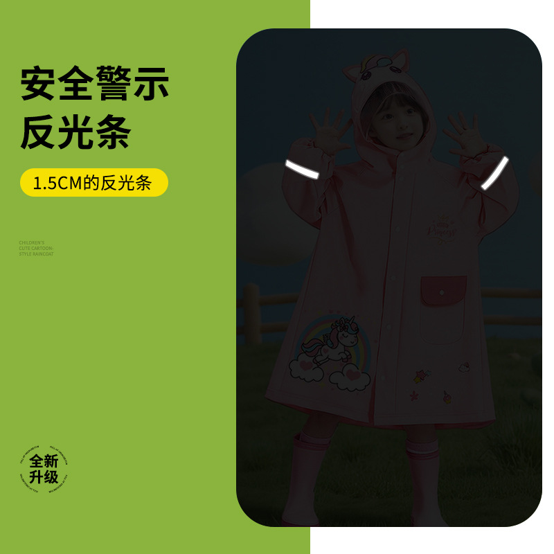 Impermeable Grueso de Otoño e Invierno para Niños con Espacio para Mochila, Poncho de Lluvia para Bebés de 6 a 8 Años, Cremallera Mejorada.