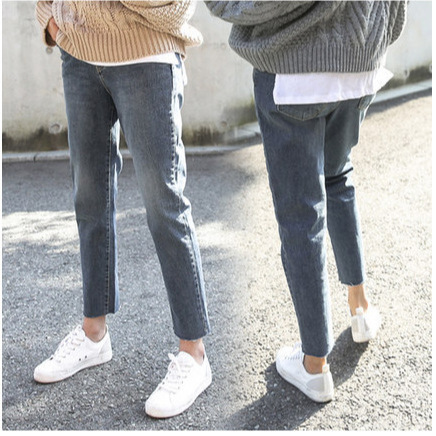 2025 New Autum Ins Maternity Jeans Straight 9-Point Pregnancy Wear Thin Trendy Mom Belly Support Pants 869