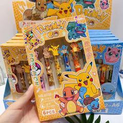 新しい漫画のピカチュウの中性の筆の箱入りのセットのペンの高い顔の値の金属のパッチの速乾は動の署名のペンを押します。