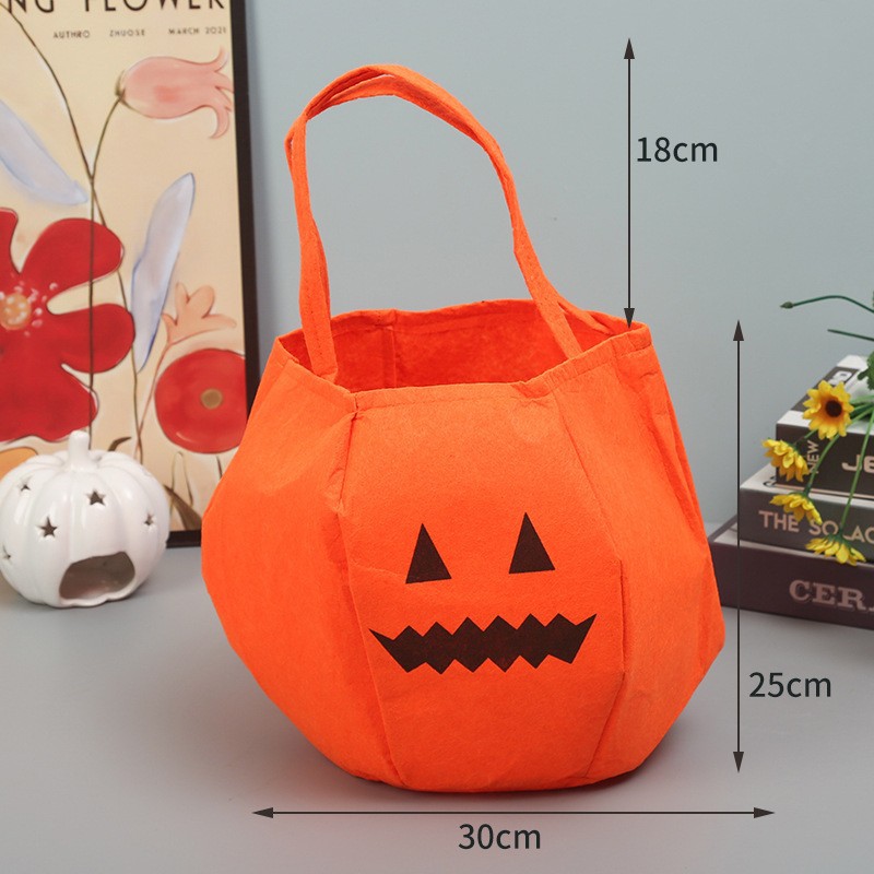 Bolsa de Dulces de Calabaza de Halloween de Tela Portátil para Niños