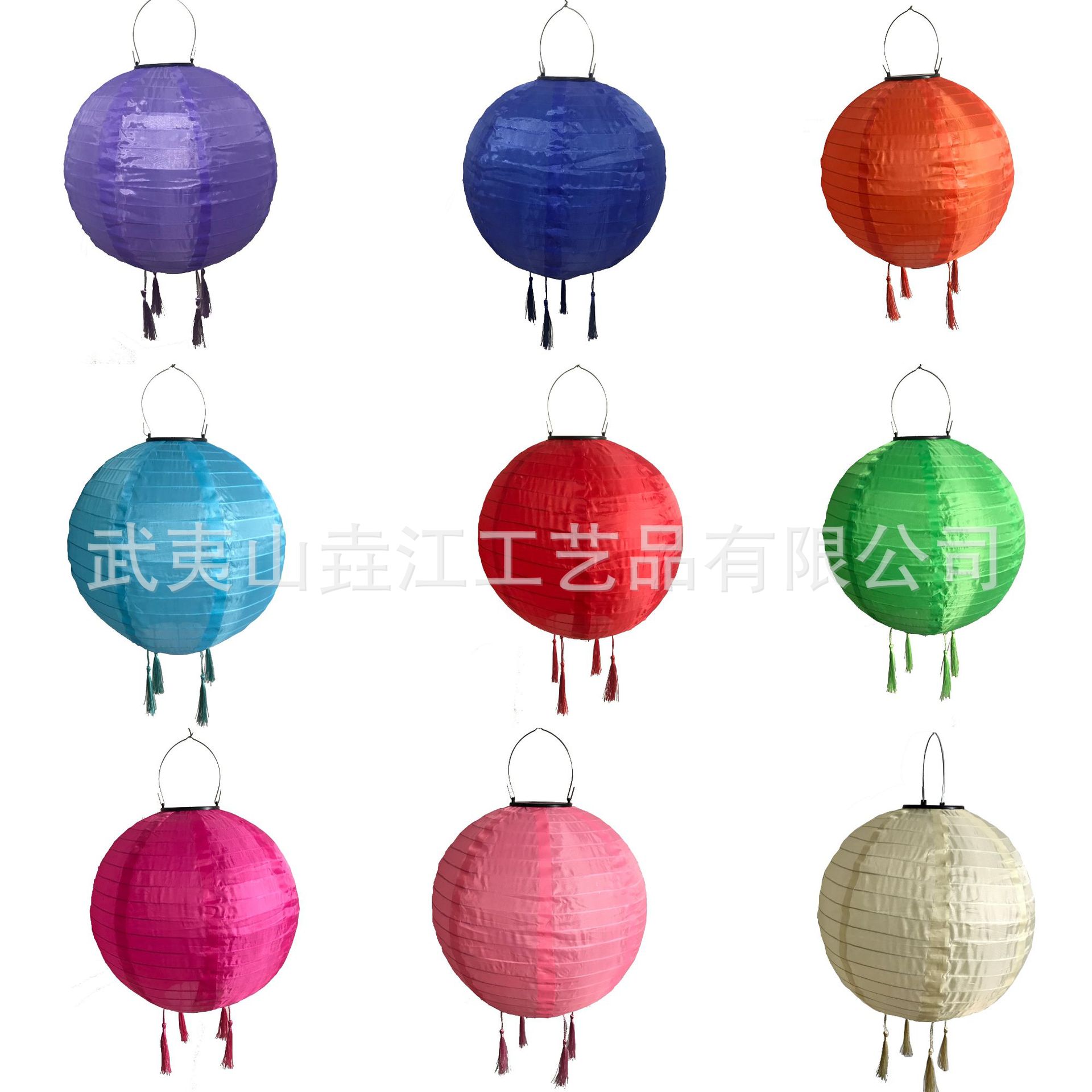 跨境太阳能布灯笼流苏款8寸20cm10寸25cm12寸30cm太阳能绸布灯笼
