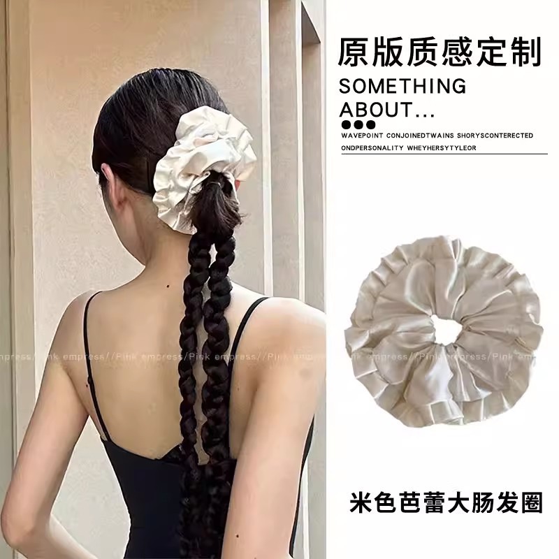 2026 nuevo estilo coreano super grande anillo de pelo intestino grande niñas de alto nivel de sensación de cabello de flores cuerdas de cabello de cordón de goma adornos para el cabello