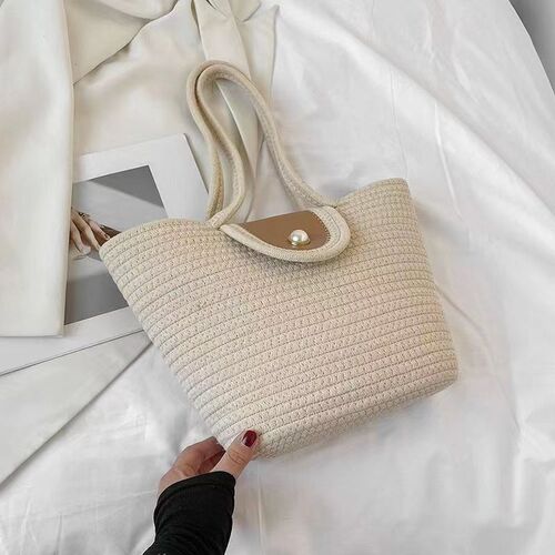 Cotton Rope Bucket Bag Women's Handbag New  Winter Cotton Woven Bag Fashion Korean Style Versatile Shoulder and Crossbody