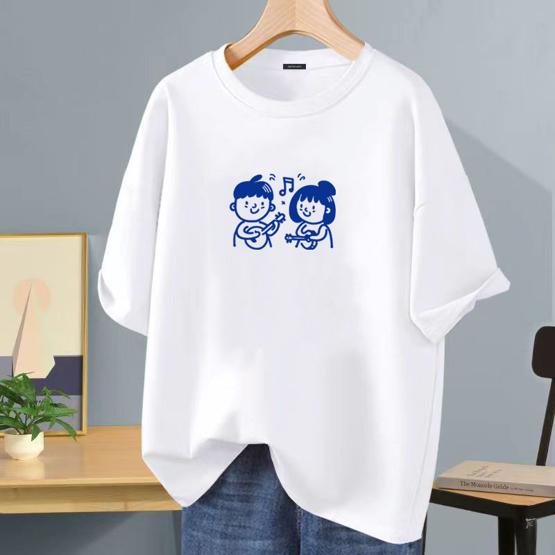 Camiseta de manga corta negra de seda helada de verano impresión de logotipo impreso ropa de clase de bricolaje ropa de trabajo camiseta de cuello redondo impresión