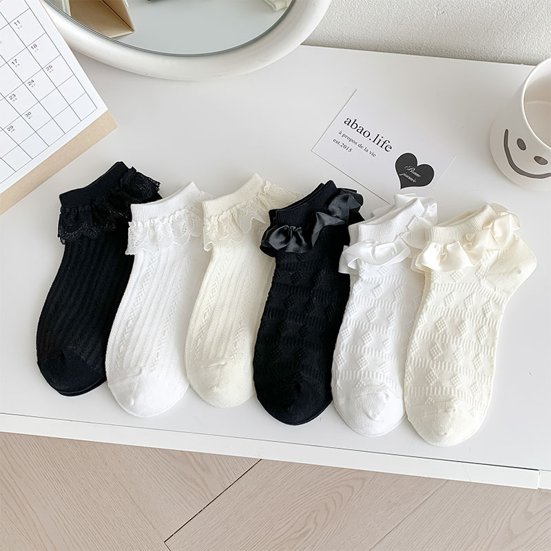 Socks Women's Japanese-style Lolita Satin Lace Cute Girls Short Socks Spring and Summer Collocation Small Leather Shoes Sweet Princess Socks Socks Women's Japanese-style Lolita Satin Lace Cute Girls Short Socks Spring and Summer Collocation Small Leather Shoes Sweet Princess Socks