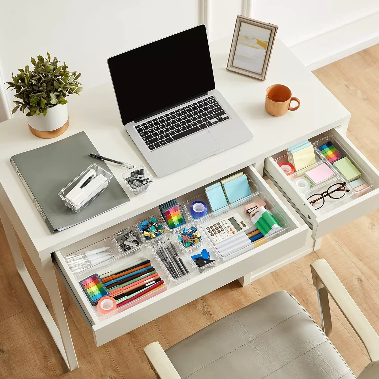 Storage Box Set — Transparent Table Organizer, Multiple Sizes & Polka-dot/Stripe Options