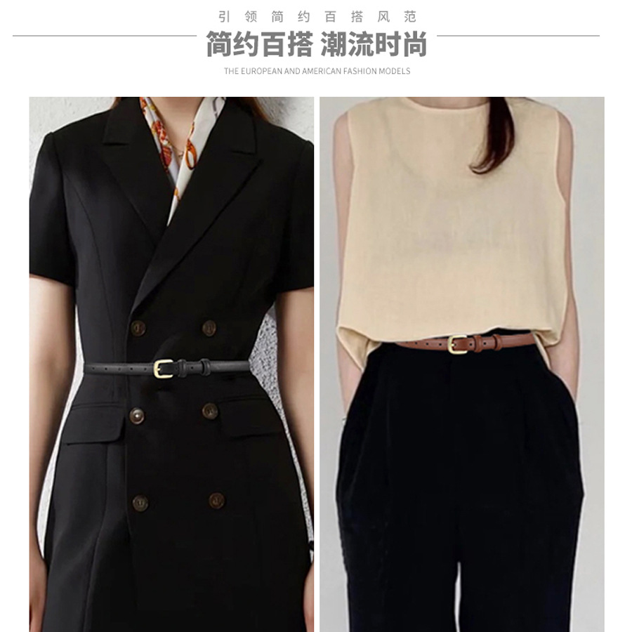 Cinturón de cuero genuino para mujer, estilo simple, adecuado para jeans, moderno y versátil, nuevo modelo de verano 2025, cinturón de piel de vaca suave para mujer, diseño simple.