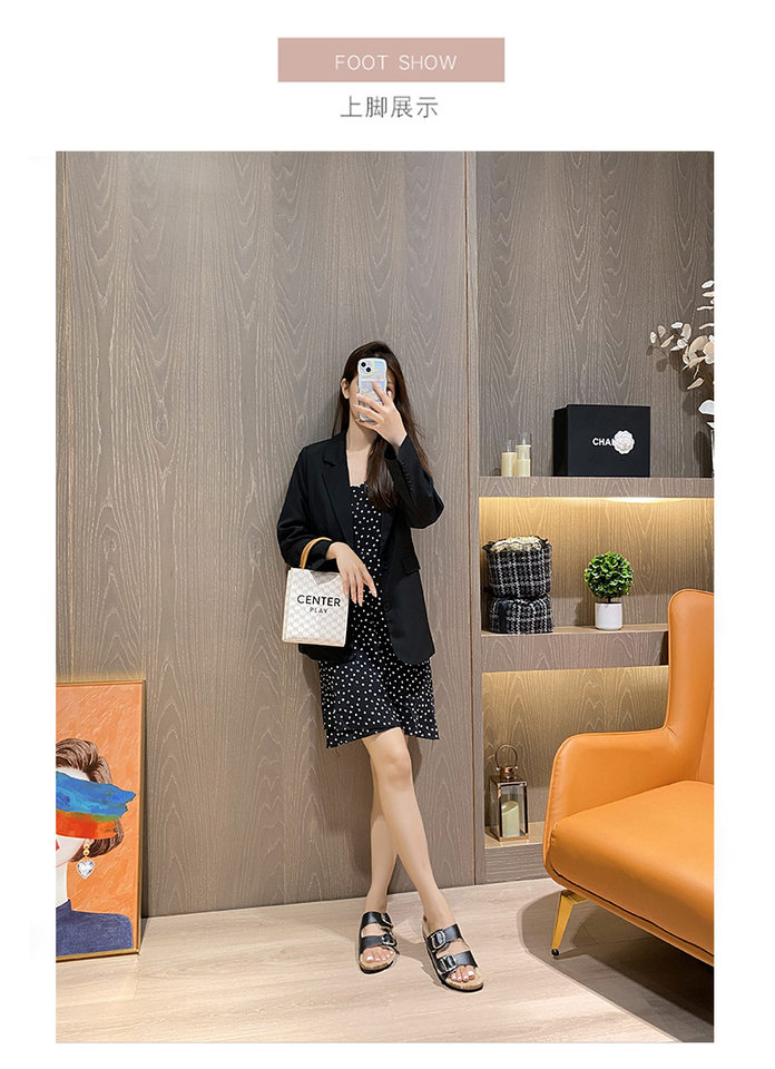 Dép lông cừu nữ quai ngang hai khóa cài, đế dày, đi ngoài trời — Màu đen, Nâu cổ điển chi tiết 12