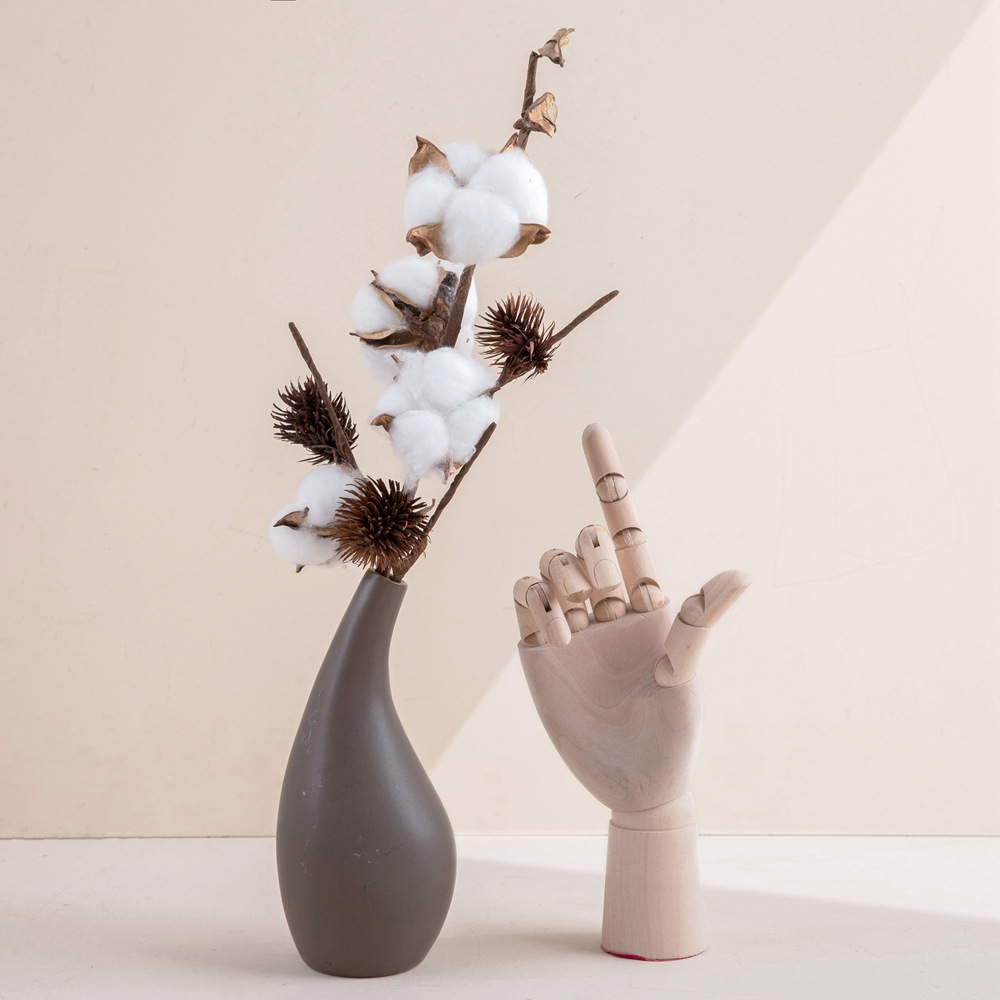 乾花4頭棉花枝廠家INS風仿真花家庭裝飾婚慶路引花牆假花MW61180