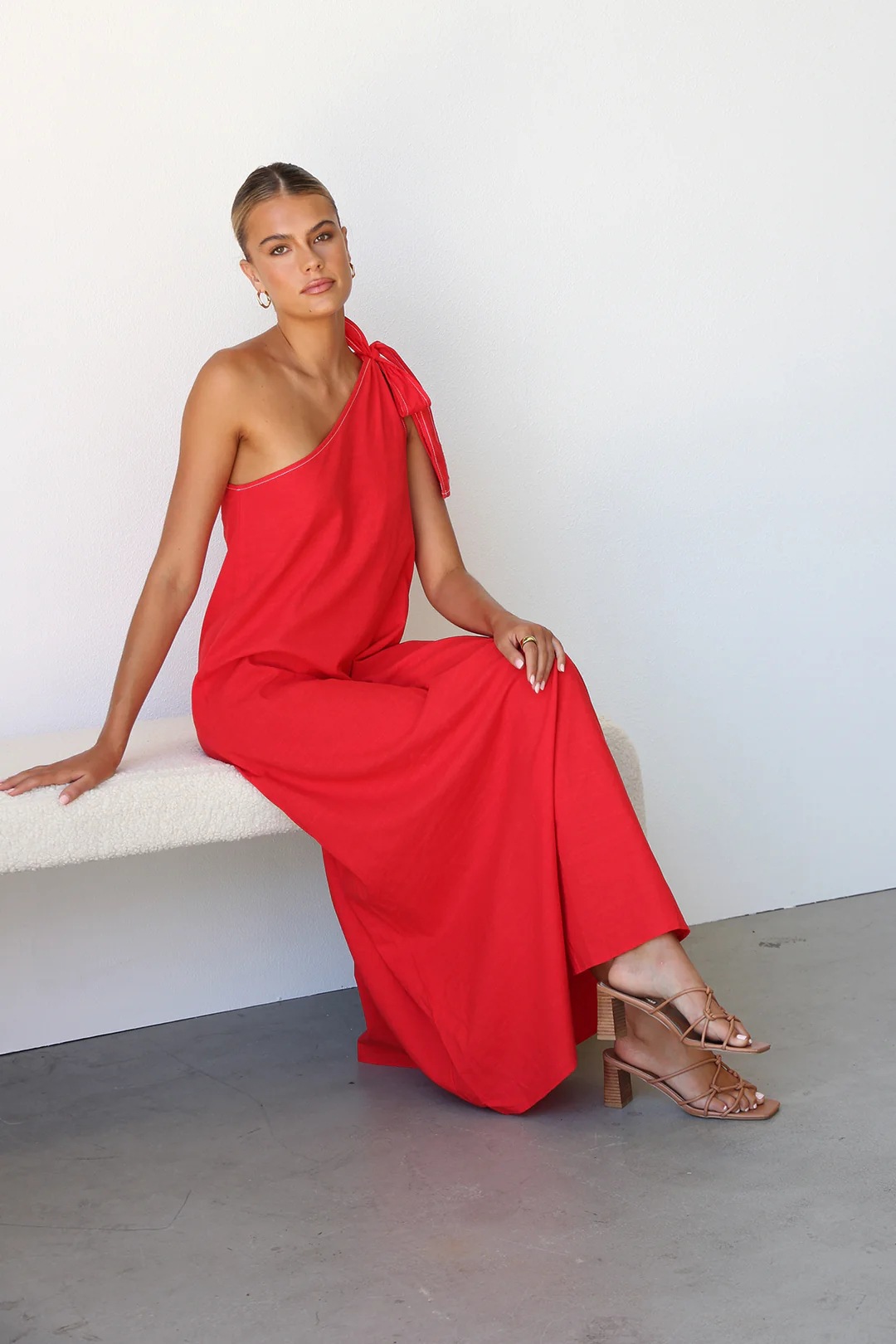 Summer Halter One Shoulder Lace up Elegant Solid Color Maxi Dress Dress Women