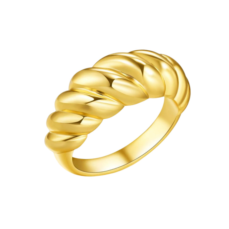Amazon's Trendy New Copper-Plated 18K Gold Twist Ring, Simple and Luxurious, Same-Style Croissant Ring for Men and Women