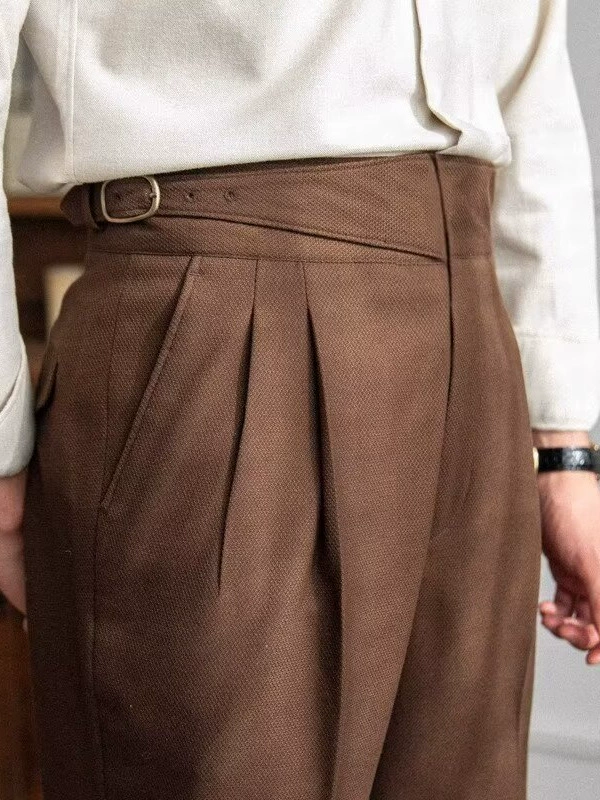 Костюм, ретро брюки, свободный прямой крой, высокая талия, осень