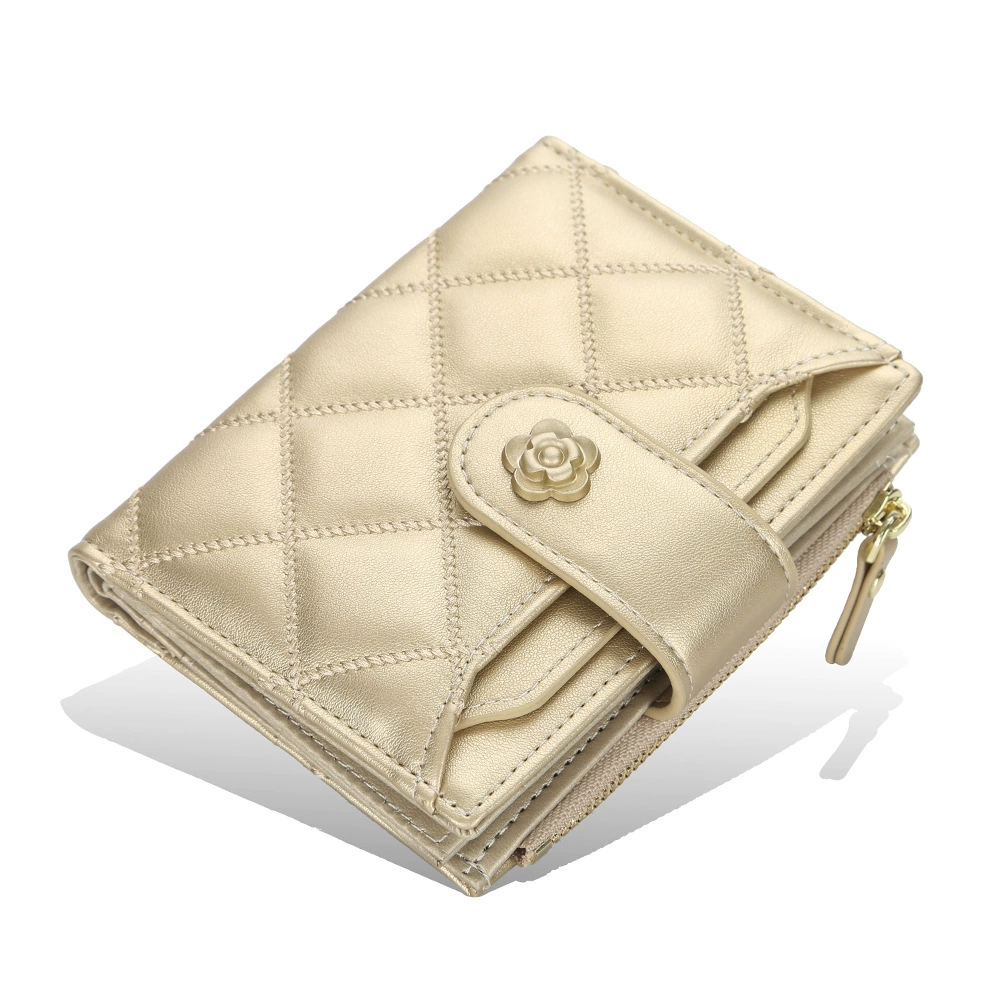 Wallet (baellerry) diamond-quilted pattern, capacious card holder, compact 12.7×10×2.5 cm
