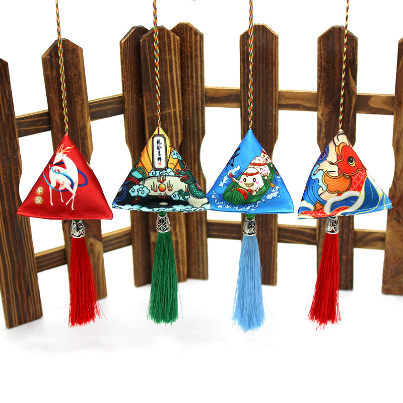 Duanwu Festival Car Accessories Zongzi Aromatherapy Bags Mugwort Aromatherapy Bags Mugwort Leaves Aromatherapy Bags Car Aromatherapy Bags Triangle Car Hook