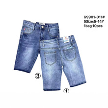 出口童装牛仔五分裤休闲外贸青少年直筒裤夏季儿童5Y-14Y牛仔中裤