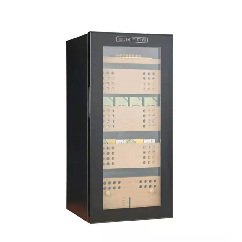 Ventas directas de la fábrica temperatura constante hidratante pequeño Gabinete del cigarro compresor inteligente sola puerta con cerradura madera maciza gabinete cigarro