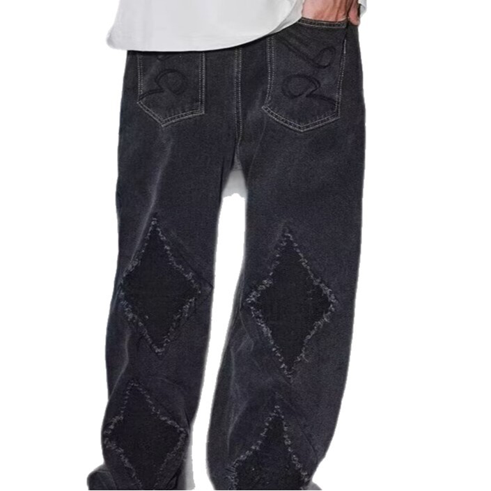 High Street agujeros jeans para hombres otoño y invierno nuevos pantalones retrospectivos estadounidenses marca de moda High Street pantalones casuales rectos sueltos