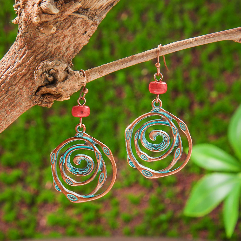 Woven Turquoise Boho Earrings, Handmade Tassel Drop, Lightweight 11.4 cm